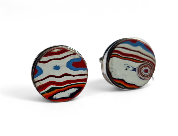 Fordite And Silver Cufflinks